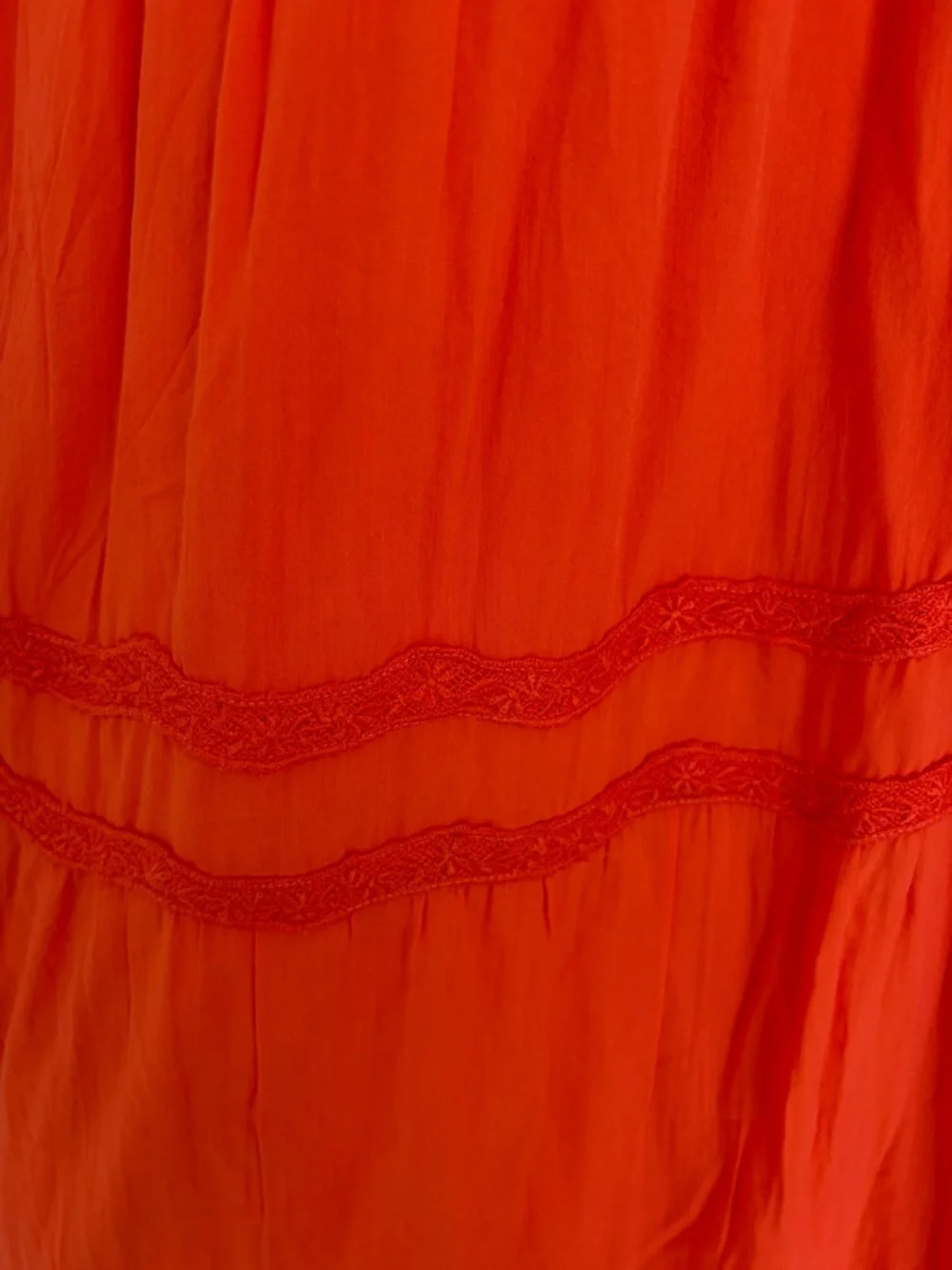 Land's End Orange Cotton Voile Halter Tiered Maxi Dress - Size M - Picture 6 of 12